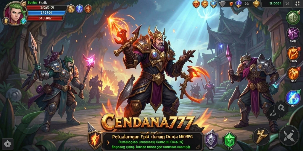 Screenshot menunjukkan aksi seru dalam petualangan MMORPG CENDANA777.