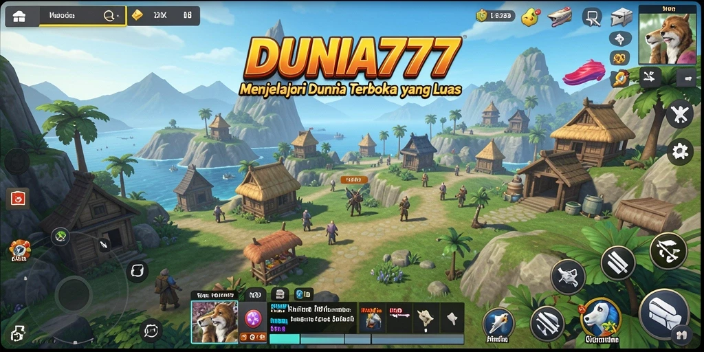 Screenshot menampilkan aksi seru dalam dunia terbuka DUNIA777.