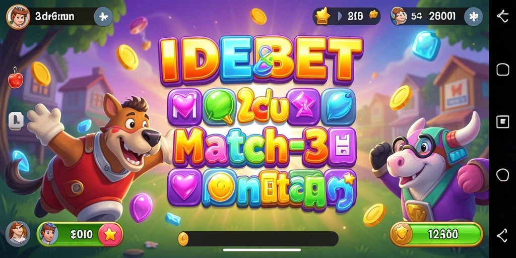 Tangkapan layar gameplay <strong>IDEBET</strong> menampilkan tantangan Match-3 yang seru.
