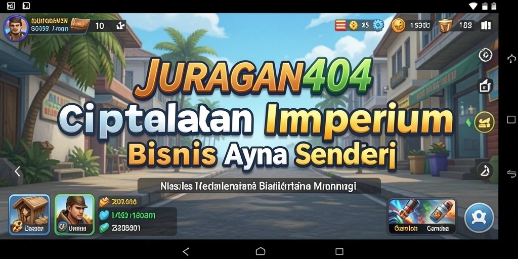 Screenshot menunjukkan pemain sedang mengelola bisnis dalam <strong>JURAGAN404</strong> dengan antusias.