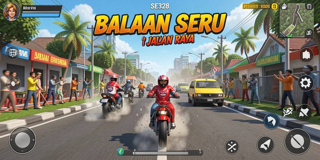 Gameplay balap yang mendebarkan dan penuh aksi di SE328.