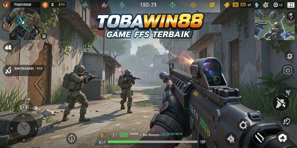 Tangkapan layar gameplay TOBAWIN88 menampilkan aksi intens dalam pertempuran FPS.